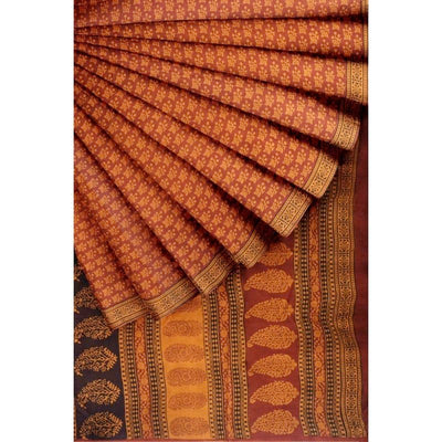 Madder Bagh Cotton Block Print Saree - SSEthnics