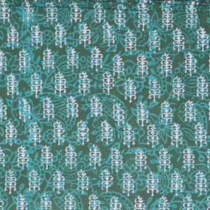 Green Gaamthi Block Print Cotton Fabric - SSEthnics