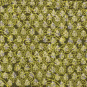 Olive Green Gaamthi Block Print Cotton Fabric - SSEthnics