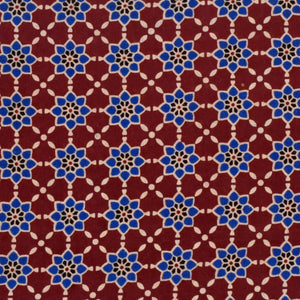 Maroon Ajrakh Screen Printed Fabric - SSEthnics