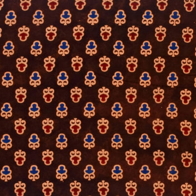 Brown Ajrakh Screen Printed Fabric - SSEthnics