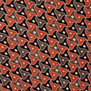 Brown Ajrakh Inspired Triple Colour Screen Print Fabric - SSEthnics