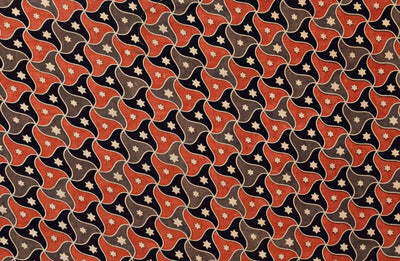 Brown Ajrakh Inspired Triple Colour Screen Print Fabric - SSEthnics