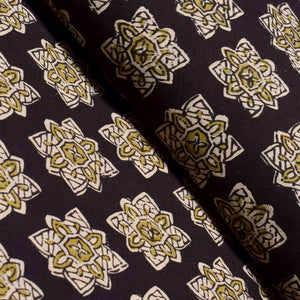 Black Sanganeri Screen Print Fabric - SSEthnics