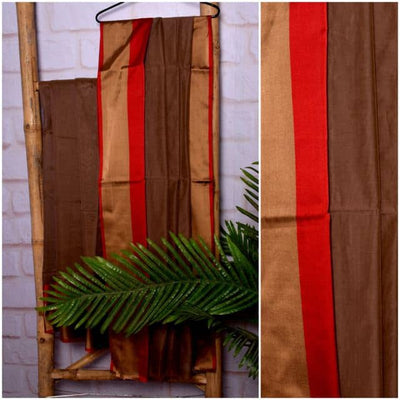 Brown Maheshwari Silk Saree - SSEthnics