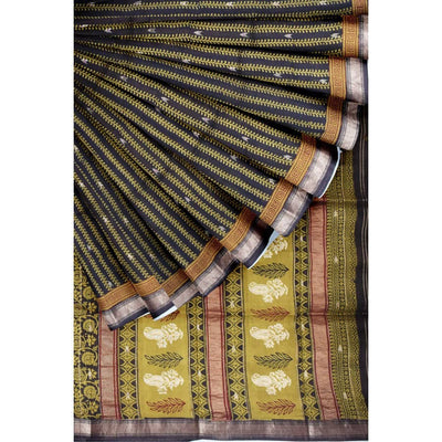 Green Handloom Bagh Maheshwari Silk Saree with Zari Bootis - SSEthnics