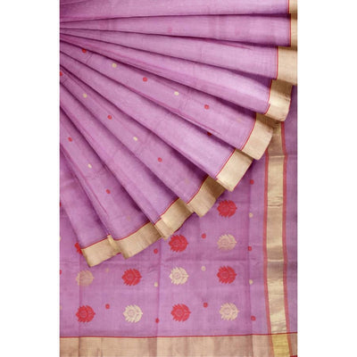 Lilac Handloom Chanderi Silk Saree - SSEthnics
