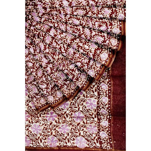 Maroon Chanderi Silk Batik Saree - SSEthnics