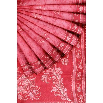 Pink Kalam Batik Cotton Saree