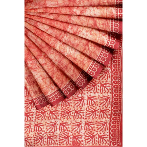 Red Kalam Batik Cotton Saree