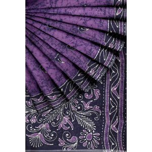 Purple Kalam Batik Cotton Saree