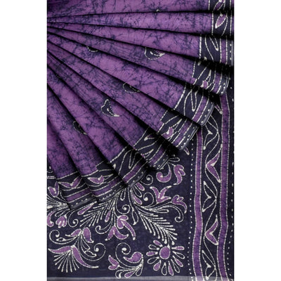 Purple Kalam Batik Cotton Saree
