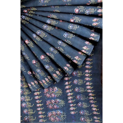 Nandana Block Print Cotton Saree - SSEthnics
