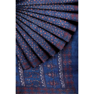 Nandana Block Print Cotton Saree - SSEthnics