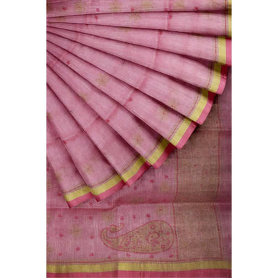 Pink Chikankari Hand Embroidered Chanderi Saree - SSEthnics