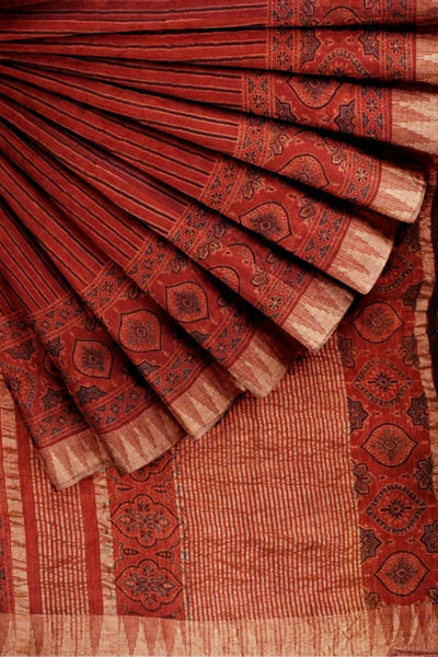 Madder Special Ajrakh Cotton Silk Saree