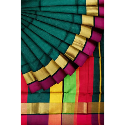 Green Handloom Maheshwari Silk Saree - SSEthnics
