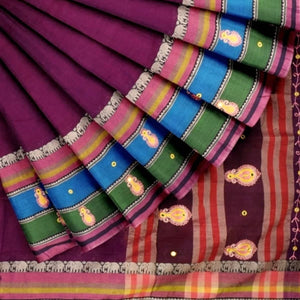 Violet Narayanpet Mercerised Cotton Saree