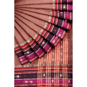 Rust Narayanpet Mercerised Cotton Saree with Embroidery