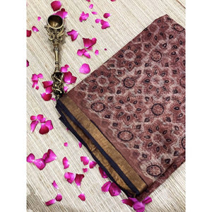 Rust Vanaspati Block Print Kota Saree