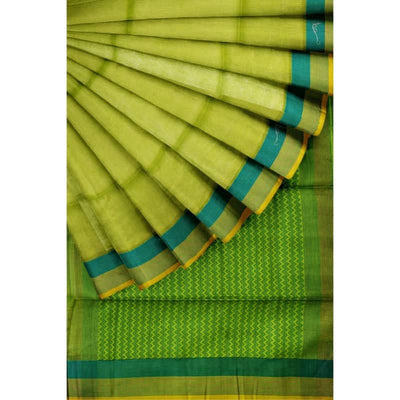 Green Handloom Maheshwari Jute Silk Saree - SSEthnics