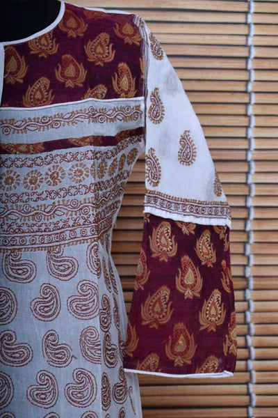 White Cotton Chikankari Embroidered Kurti - SSEthnics